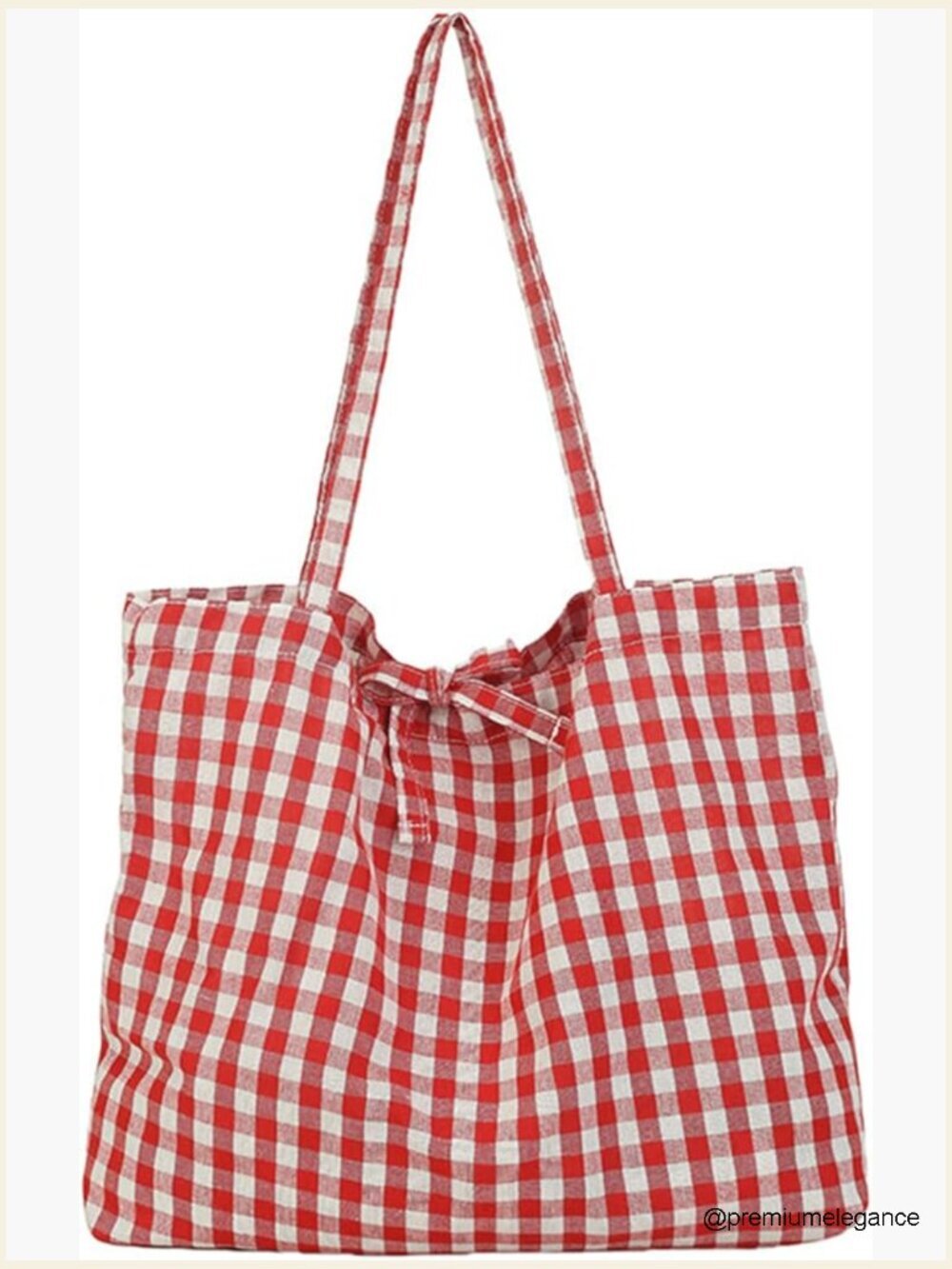 Gingham Tote Bag Canvas Large Capacity Shoulder Bag Cute Plaid Tote Handbag